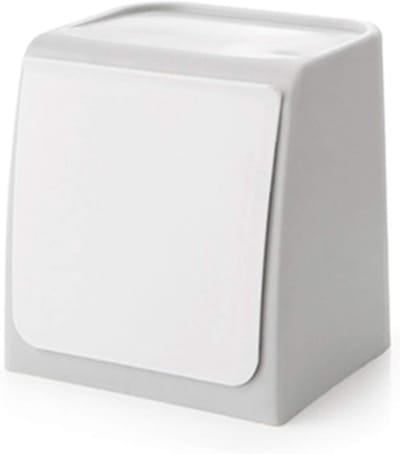 Opbergdozen - Opbergdoos voor maandverband - opbergdoos voor badkamer - Ophangprullenbak - Prullenbak - Compostbak - Prullenbak Kleine - 14.5x12.5x14.9cm - kunststof - grijs en wit