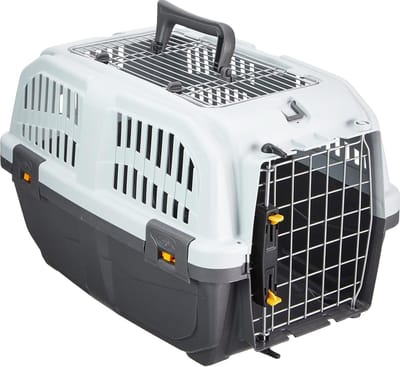 Skudo Open Transportbox - Grijze Reismand voor Kleine Honden en Katten - 31.5 x 48 x 31 cm