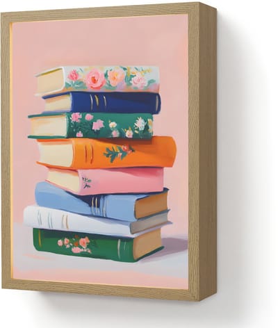 Wandlamp 30x40 cm - Oplaadbaar - Boeken - Stapel - Kleurrijk - Wandlampen binnen woonkamer - Slaapkamer lamp - Decoratieve nachtlamp - Vloerlamp draadloos