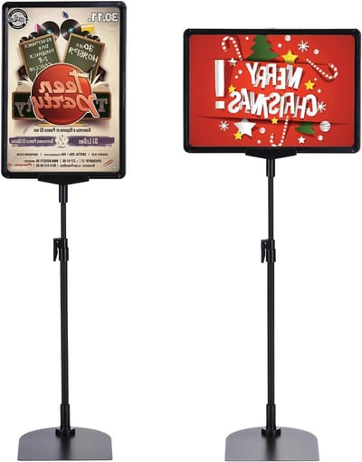 Verstelbare Bordenhouder Stand, 2-Pack Frame voor Dubbelzijdige Display met Basis voor Winkel, Zwart - Ideaal voor Presentaties en Reclame