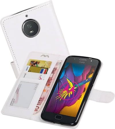 Hoesje Geschikt voor Motorola Moto G5s - Portemonnee hoesje booktype wallet case Wit