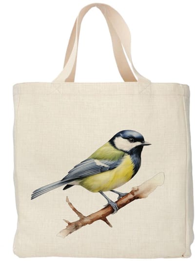 Geurfruit - Shopper - Tas - Design - Vogel - Koolmees - Linnen - Kleurvast