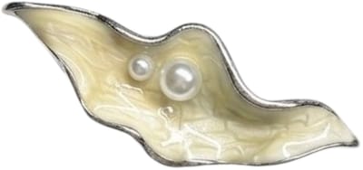 2 Love It Pareloester - broche - zilver met wit emaille - dubbele witte parel - organisch ontwerp