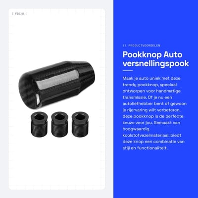 Dailygoods- Pookknop Hoogwaardig Koolstofvezel - Universele Pookknop - Handmatige Transmissie - Slijtvast - Ergonomisch Ontwerp - Luxe Afwerking - Versnellingspook
