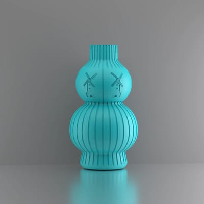 3d-gezellig Julia met molen - Vaas - Turkooise - Maat 25 cm - Kunststof - Modern - Bloemenvaas -100% gerecycled PLA (bioplastic)