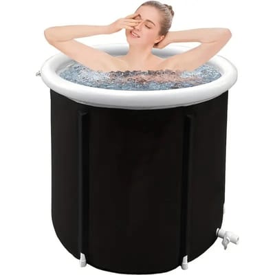 Nivard Ijsbad - Zitbad - Ice Bath - Dompelbad - Opblaasbaar - Wim Hof Methode - Zwart - 75x75
