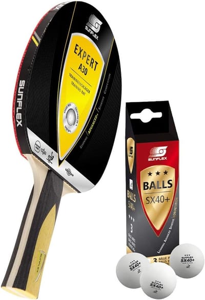 Tafeltennis Set - Pingpong Batjes Ballen - Training en Spel - ITTF Goedgekeurd Materiaal - 40+ Bal formaat - Natuurlijk