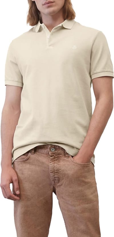 Marc O'Polo shaped fit polo - heren poloshirt - beige - Maat: S