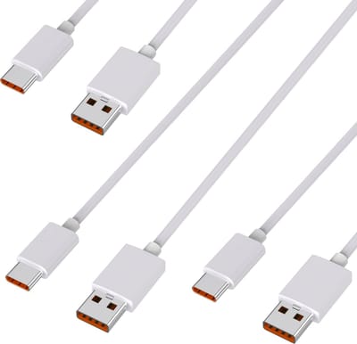 3X USB C naar USB 6A Snellader Kabel Wit - 1 meter - Oplaadkabel voor Xiaomi Poco M8 5G / Poco M8 Pro 5G