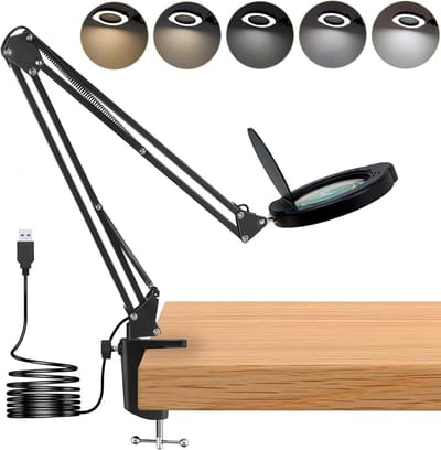Vergrootglas met Licht - Vergrotende Lamp - Gedetailleerd Werk - 15x Vergroting 84 LEDs - Klem Bureaulamp