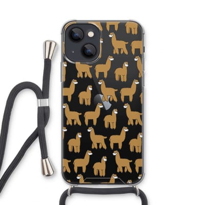 Case Company® - Hoesje met koord geschikt voor iPhone 13 mini hoesje met Koord - Alpacas - Telefoonhoesje met Zwart Koord - Bescherming aan alle Kanten en Over de Schermrand