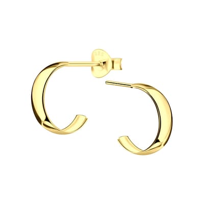 Joy|S - Zilveren oorringen stud - 3 mm / 11 mm - gold plated