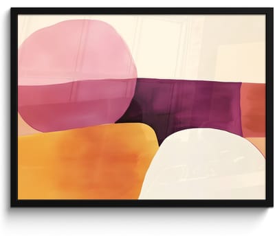 Poster in lijst - Fotolijst 70x50 cm - Posters - Vormen - Abstract - Kleurrijk - Posterlijst zwart - Decoratie - Wanddecoratie woonkamer - Muurdecoratie slaapkamer