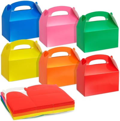 Dailygoods- Geveldozen 24 stuks - Regenbooggeschenkdozen - Feestdozen - Traktaties - Kleine geschenken - 15,2 x 8,9 x 9,1 cm - Geschenkdozen