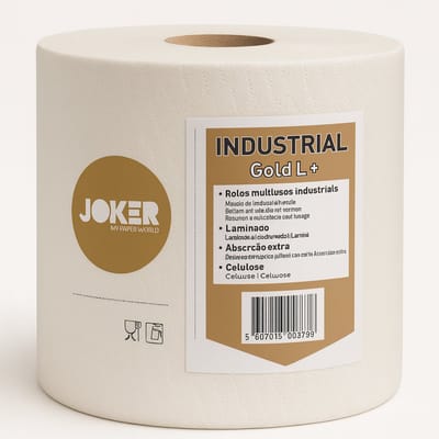 Industrieel Poetspapier Gold L+ – 2 Rollen – Extra Absorberend – Gelamineerd – 100% Cellulose