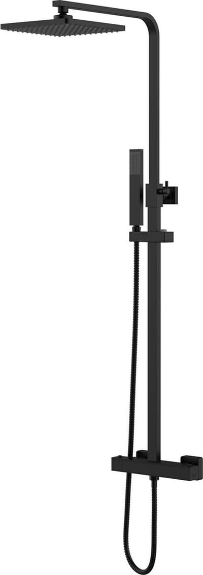 Thermostatische Regendoucheset - Lonis Rimbo - 22cm - Vierkante Hoofddouche - Staafhanddouche - RVS - Mat Zwart