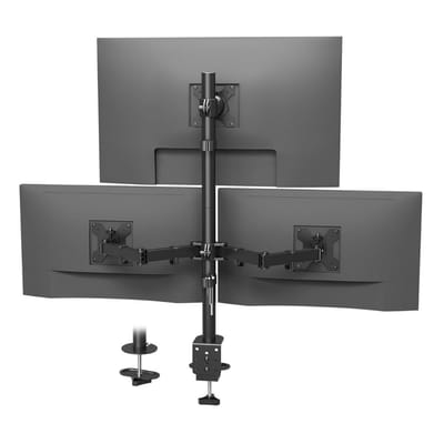 SAVI® Monitor Arm 3 Schermen - Triple Monitor Arm - Monitor Arm 3 Monitoren - 360 Graden Roterend - Zwart - 86cm x 1cm x 1cm