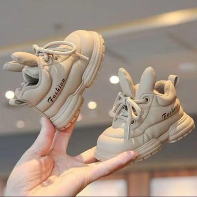 Kindermode Sneaker Schoen Voeg Fluweel Winter Katoenen Schoen Kind Jongen Meisje Sportschoen Comfortabele Schoenen Antislip Sportsneaker 22 kaki