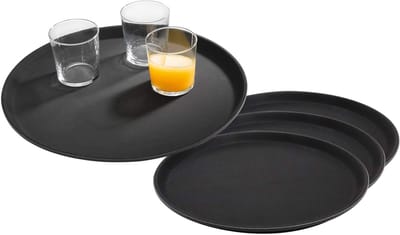 APS Gastro Serveertablet Rond - GFK Antislip - Horeca Dienblad Zwart - Ø27.5cm - Set van 4
