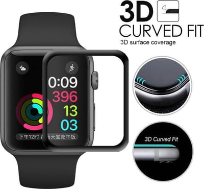 KELERINO. Full Cover 3D Tempered Glass geschikt voor Apple Watch - 38 mm