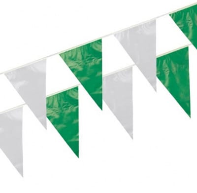 Boland Vlaggenlijn - 2x - groen/wit - 10 meter - kunststof - verjaardag - slinger - vlaggentjes