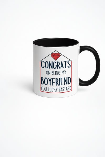 Grappige Mok Vriend - Congrats on Being My Boyfriend You Lucky Bastard Cadeau voor Hem