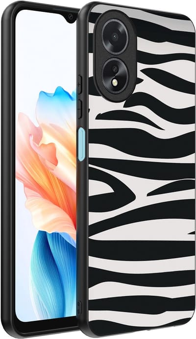 Smartphonica Telefoonhoesje Geschikt voor Oppo A18 met zebra opdruk - TPU backcover case zebra design - Zwart Wit geschikt voor Oppo A18