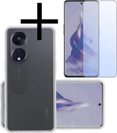 Hoesje - Met Screenprotector - Geschikt voor OPPO Reno 8T 4G - Sterk & Shockproof - Back Cover - Siliconen Case - Telefoon Hoes - Transparant