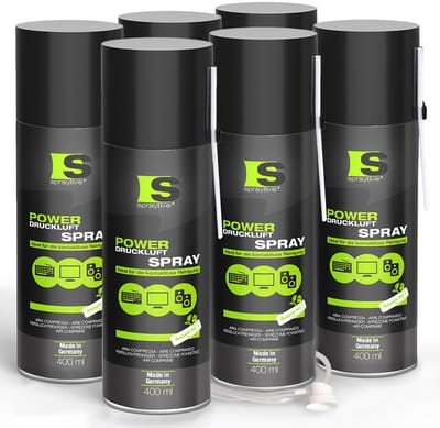 Spraytive 6x 400ml perslucht spray reiniger voor pc toetsenbord en elektronica verwijdert stof met precisie spuitrietje