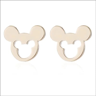 Aramat Jewels | Oorbellen | RVS Mickey Mouse Oorbellen 10mm Zilverkleur - Disney Oorstekers | Goudkleurig | |10mm | Staal | Kinderen, Volwassenen | Verkleurd niet