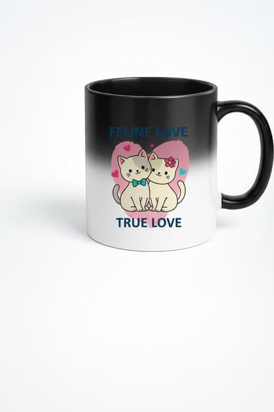 Magische Mok 'Feline Love True Love' - Katten Koppel Hittegevoelige Mok