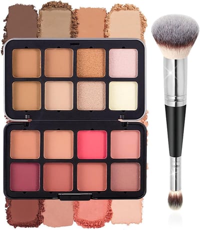 Blush, Bronzer en Highlighter Palette met Borstel - Waterproof en Langdurig voor Gezicht, Wangen en Ogen, Perfect voor Vrouwen en Meisjes