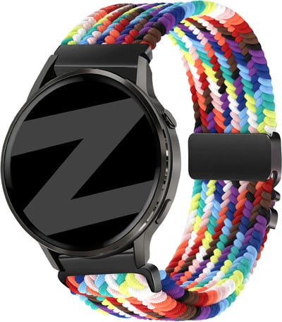 Bandz Gevlochten nylon 'Parachute' bandje geschikt voor Garmin Vivoactive 4S / Garmin Vivomove 3S / Garmin Venu 4 (41mm) / Garmin Venu 3S / Garmin Venu 2S / Garmin Forerunner 265S / Garmin Forerunner 255S - Regenboog
