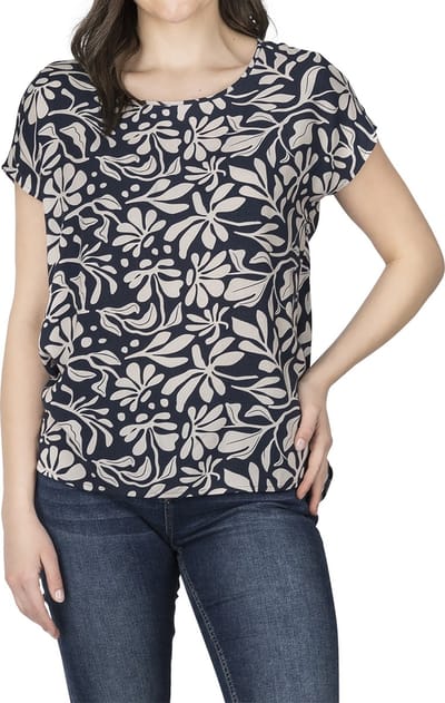 DENIMFY Dames Blouse DFJule regular fit Veelkleurig S Ronde Hals Volwassenen Zomertop - Zomerblouse