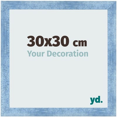 Your Decoration - Fotolijst 30x30 cm - MDF - Helder Blauw Geveegd - Pisa