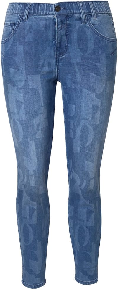 Laurasøn - Dames - Slim jeans laserprint 5-pocket - Blauw denim - Maat 42