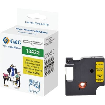 G&G Labeltape Vinyl Tapekleur: Geel Tekstkleur: Zwart 12 mm 5.5 m