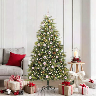 vidaXL - Kunstmatige - Scharnierende - Kerstboom - met - Kegels - Groen - 180 - cm