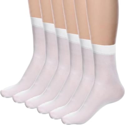6 Paar Witte Kniekousen, Transparante Kniekousen Voor Vrouwen, Rekbare Nylon Sokken, Witte Kniekousen, Sok Wi white