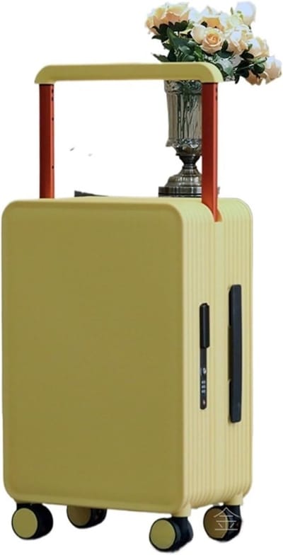 Kleine Reiskoffer - Trekstang Trolley - Vrijetijdsreizen - Lichtgewicht Robuust - 24-inch - Grenengeel