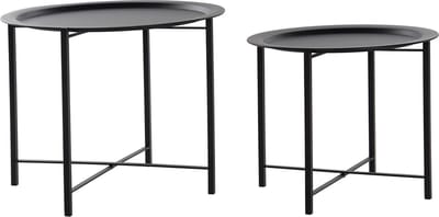 ITEM Bijzettafels - 2x stuks - rond - zwart - metaal - 44/49 cm - decoratief en praktisch