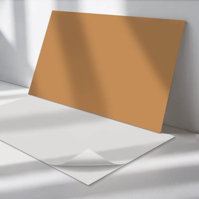 Wallfluent Vinyl Tegels - Kleur Oranje Zelfklevende Vinyl Tegels - 40 cm x 20 cm - Uniform Vinyl Tegels - 10 stuks - Rechthoek PVC Tegels - Patroon Plaktegels - Vinyl Wandtegels - Plaktegels Keuken en Badkamer