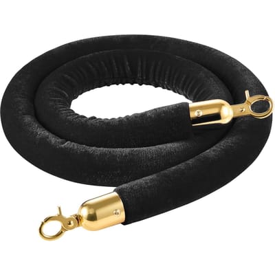 2 Pièces Cordes de Barrière en Velours Noir, Cordes de Barrière de Contrôle de Foule de 1,5 m avec Crochets Dorés, Corde de Barrière de File d'Attente pour Événements sur Tapis