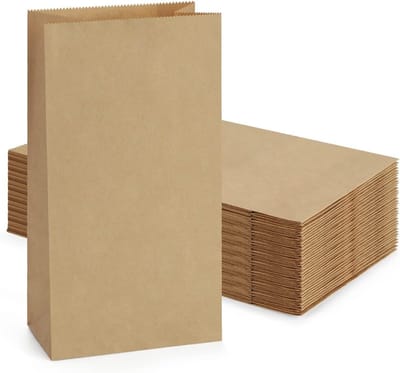 Set van 100 Grote Kraft Papieren Lunchzakken, 30cm x 15.5cm x 10cm, Stevige Opbergzakken voor Snacks, Cookies en Maaltijden