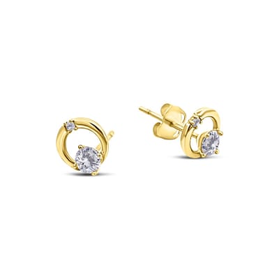 New Bling 9NBSAM-G230263 Gouden Oorknopjes Met Zirkonia - Cirkel - 6,3mm Doorsnee - 3mm Zirkonia - 14 Karaat - Goud