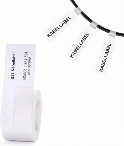 Niimbot Labels - Etiketten voor B1/B21- 30x45mm - 50mm staart - 80 vellen - Kabel labels - Wit