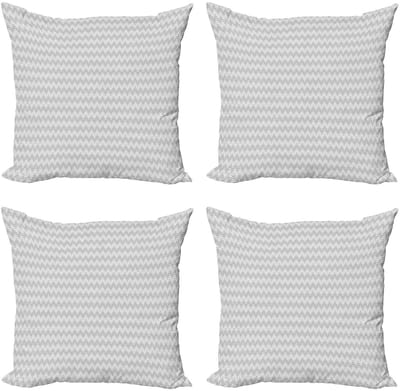 ABAKUHAUS Kussenhoezen – 4x 40x40 cm – Chevron Grijs/Wit – Dubbelzijdig
