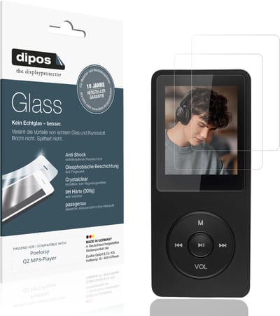 dipos – 2x Pantserfolie geschikt voor Poeloisy Q2 MP3-Player | 9H Screenprotector
