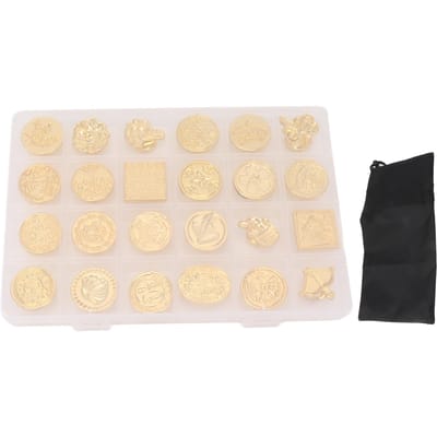 24 stuks Verwijderbare Zegellak Stempels Vintage Waszegel Stempelset Met Geschenkdoos Voor Geschenkdecoratie beige