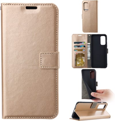 Samsung Galaxy S20 Telefoonhoesje - Bookcase - Ruimte voor 3 pasjes - Kunstleer - SAFRANT1 - Goud